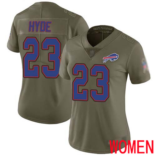 Women Buffalo Bills #23 Micah Hyde Limited Olive 2017 Salute to Service NFL Jersey